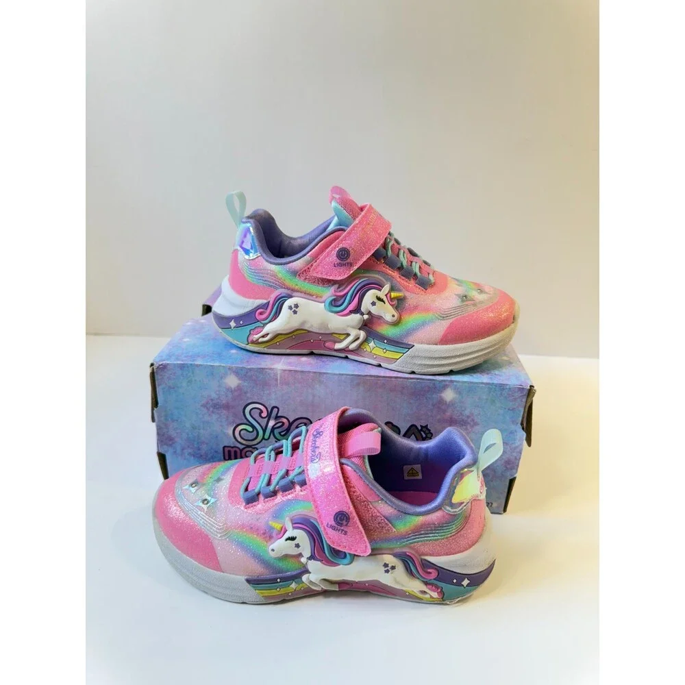 Skechers Kids Girls Unicorn Chaser Sneaker, Pink/Multi, 11 Little Kid